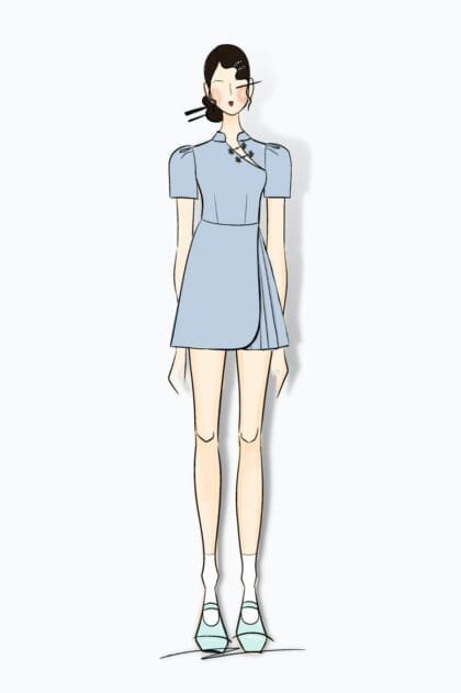 Alternative view of Yuliana Pleated Dress in Blue