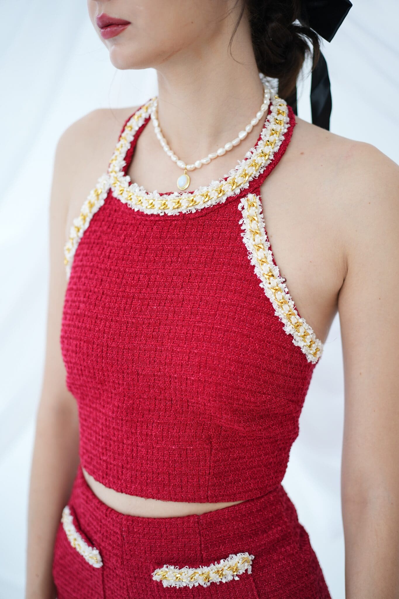 Halter Neck Top in Red - Image 2