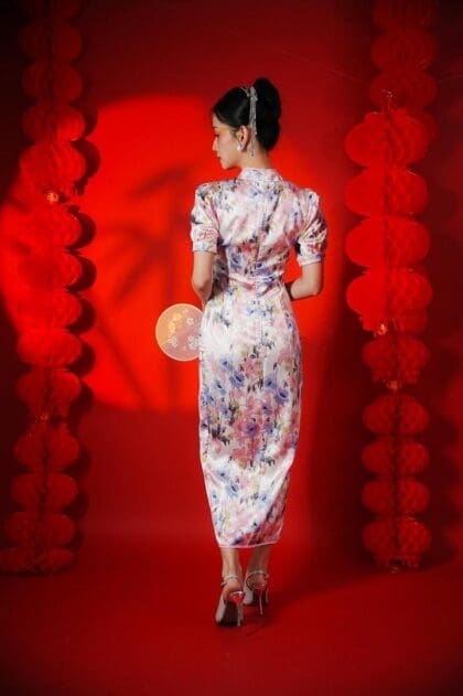 Alternative view of Ruyi Qipao Long Dress in Pink Print