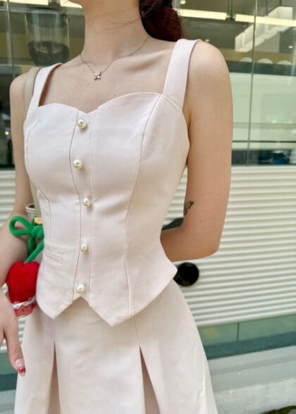 Alternative view of All White Vest Top in Pink