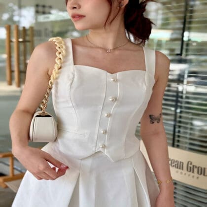 All White Vest Top in White