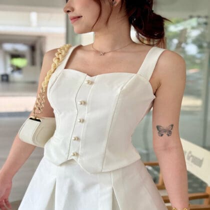 Alternative view of All White Vest Top in White