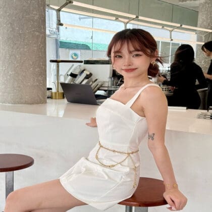 Alternative view of All White Playsuit in White