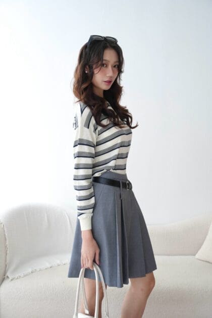 Big Pleated Skort in Grey