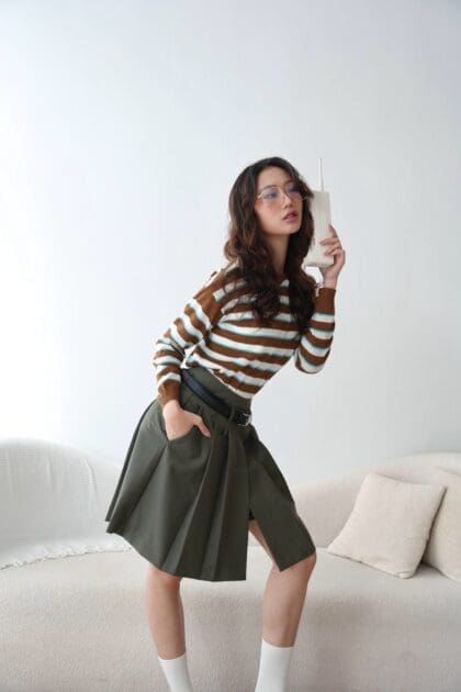 Big Pleated Skort in Green