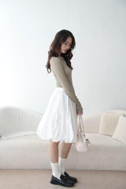 Alternative view of Bubble Midi Skirt in White