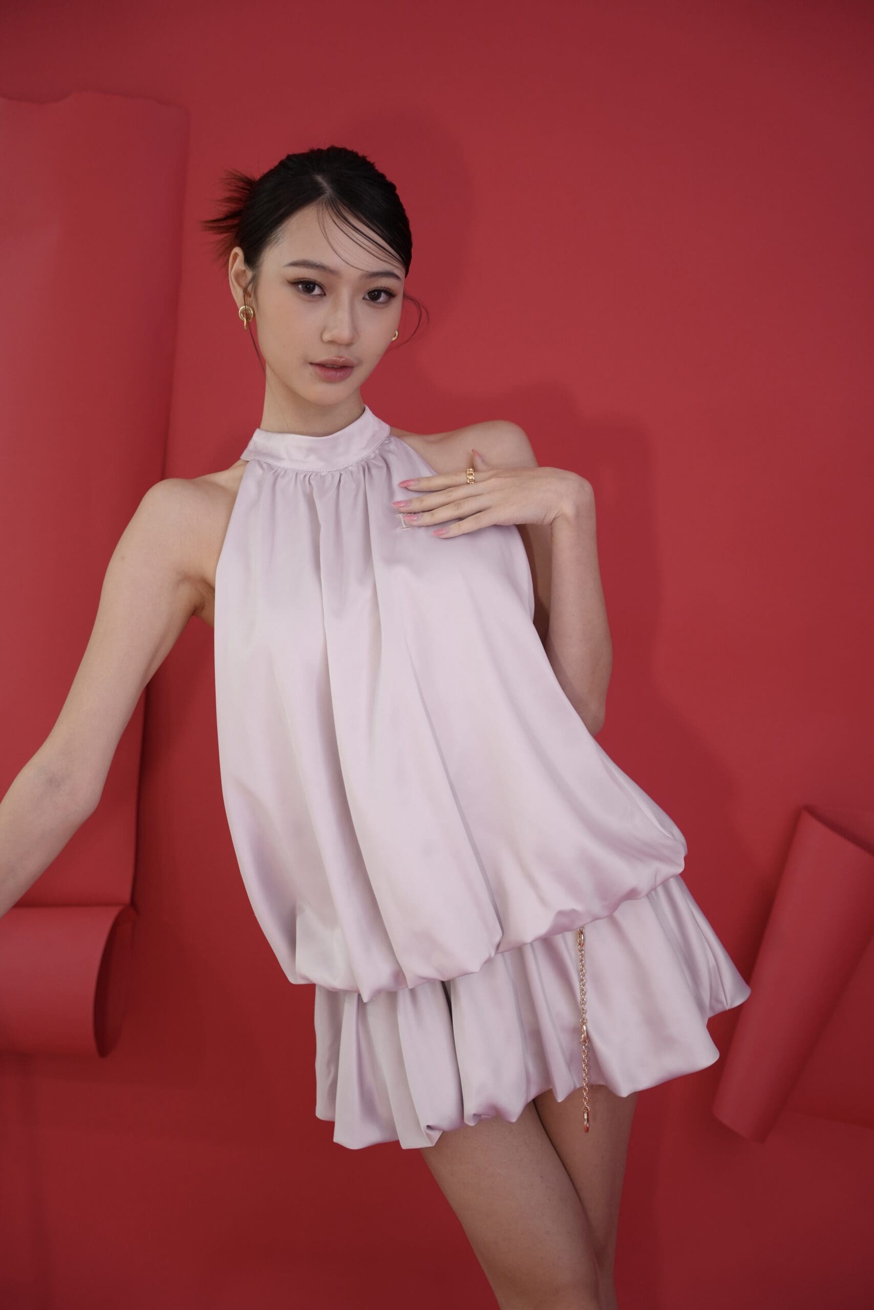 Regine Mini Dress in Dusty Pink