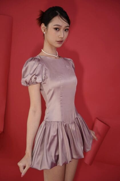 Bubble Mini Dress in Lilac