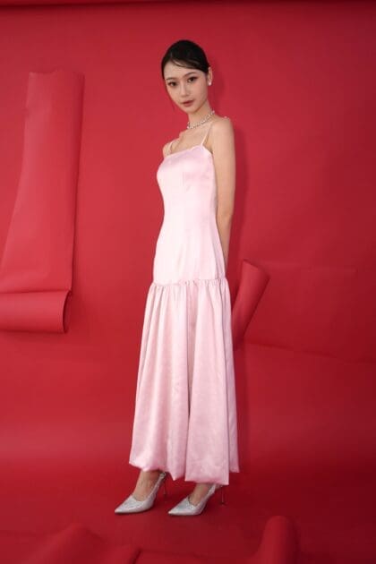 Bubble Long Dress in Pink