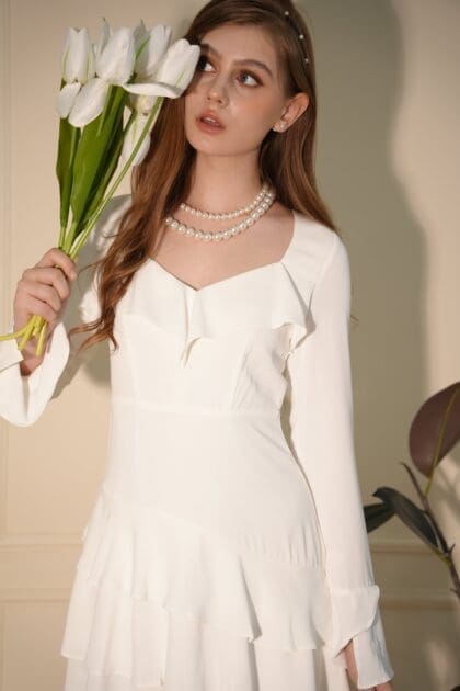 Alternative view of Ice Ruffle Mini Dress in White