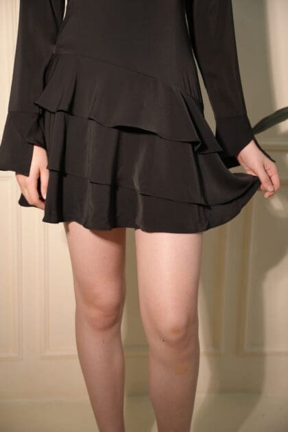 Alternative view of Ice Ruffle Mini Dress in Black