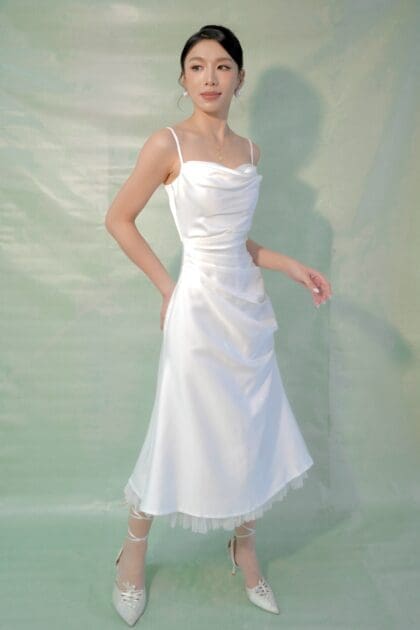 Mirage Drape Dress in White