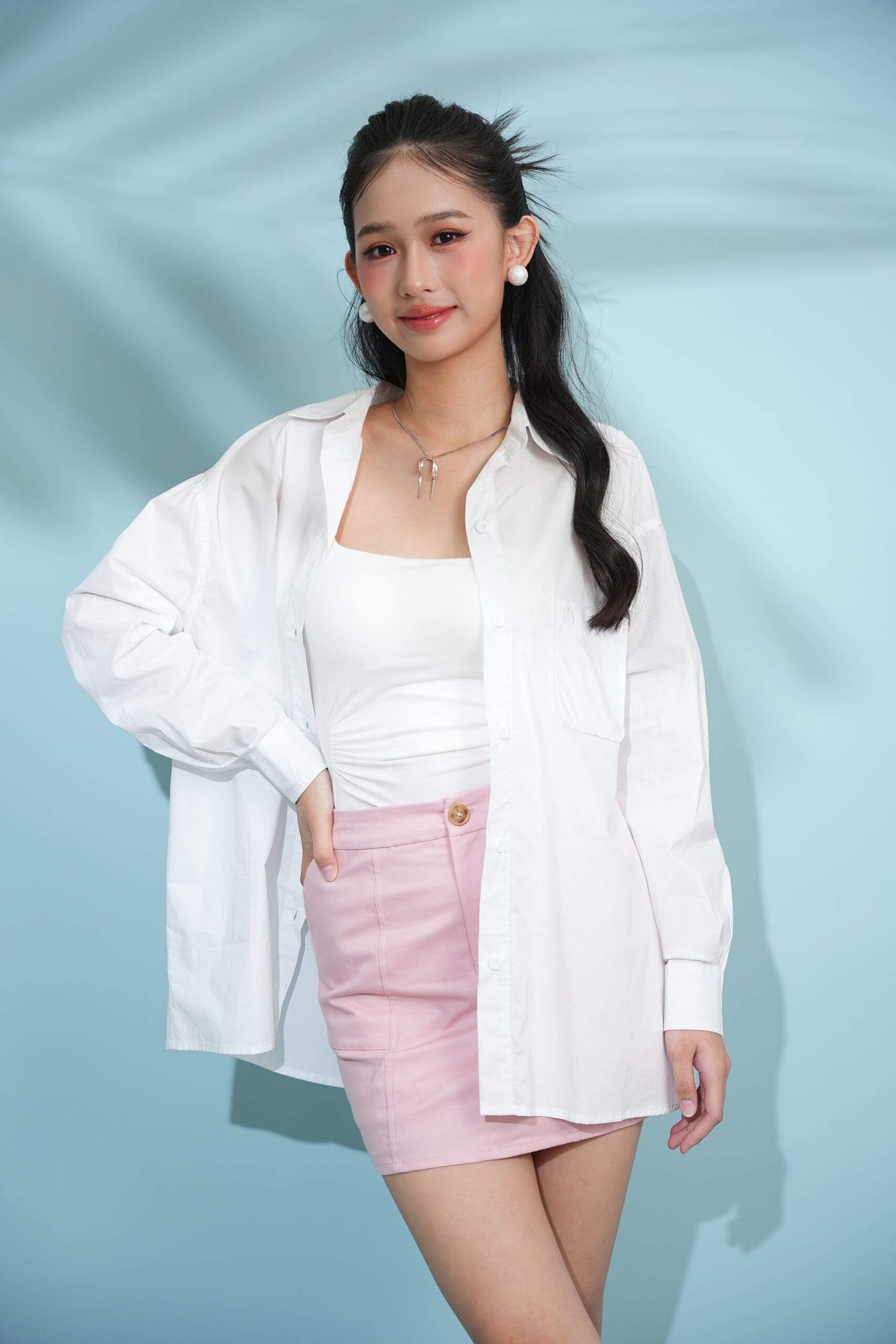 Marina Oversized Shirt in White - Image 3