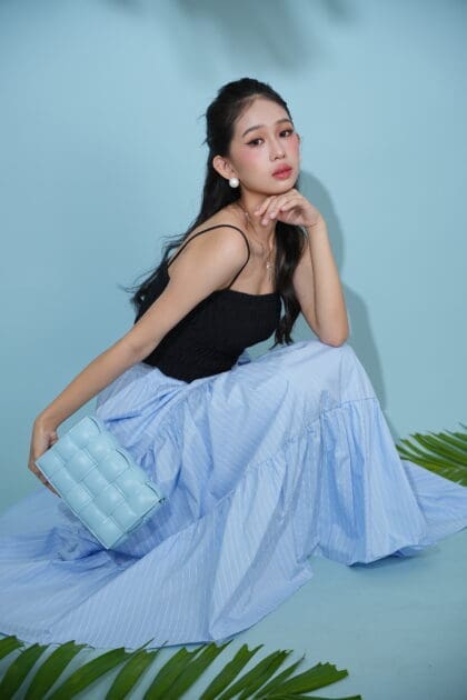 Alternative view of Marina Long Skirt in Blue