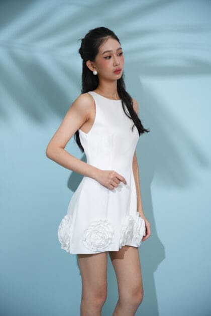 Marina Flower Dress in White