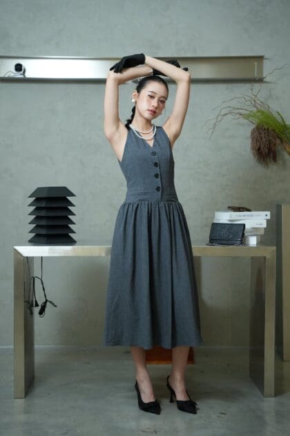 Miu Long Dress in Dark Grey