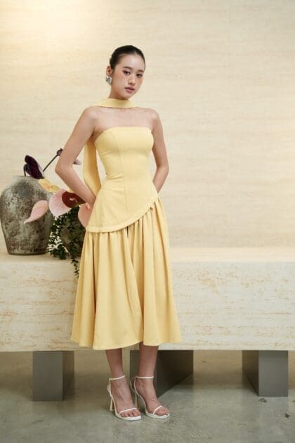 Elena Long Dress In Yellow
