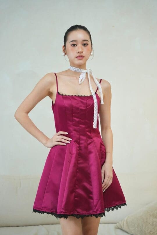 Lumiere Mini Dress in Maroon