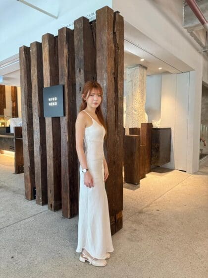 Alternative view of Lumiere Satin Maxi Dress in White