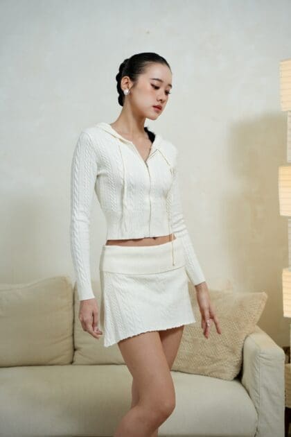 Knit Mini Skort in White