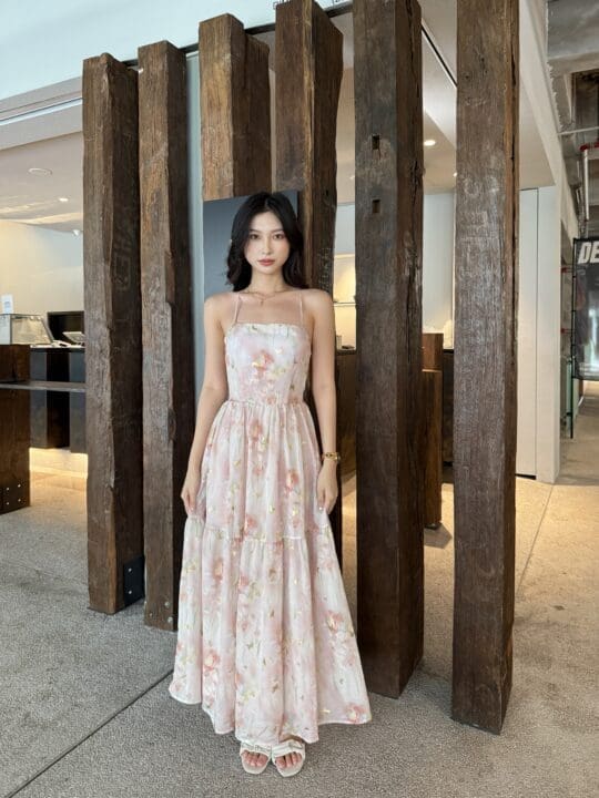 Emmabae Dress in Peach Floral Print