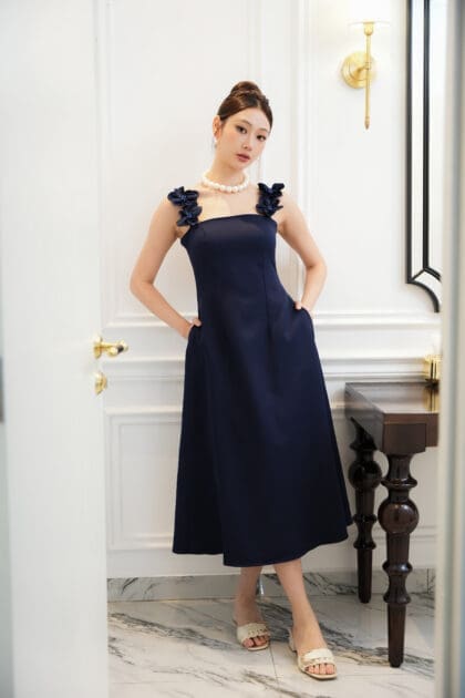 Petal Dress in Navy