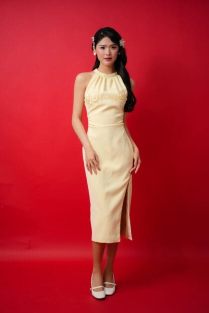 Secret Halter Dress in Yellow