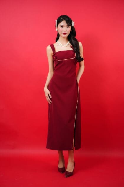 Secret Long Dress in Burgundy