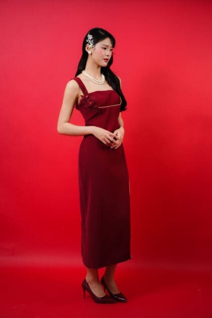Alternative view of Secret Long Dress in Burgundy